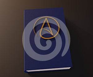 atheist book in the black background 3d rendering