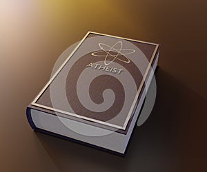atheist book in the black background 3d rendering