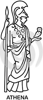 Athena, Ancient Greek goddess vector icon photo