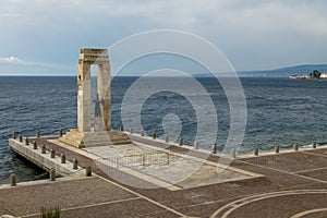 Athena goddess Statue and Monument to Vittorio Emanuele at Arena dello Stretto - Reggio Calabria, Italy