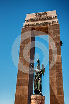 Athena goddess Statue and Monument to Vittorio Emanuele in Reggio Calabria