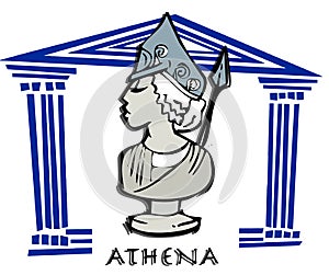 Athena,Minerva, Greek Goddes Cartoon photo