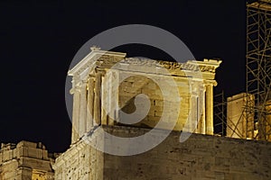 Athena Nike temple illuminated