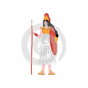 Athena Olympian Greek Goddess, Ancient Greece Mythology Hero Vector Illustration
