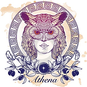 Athena sketch isolated on grunge background