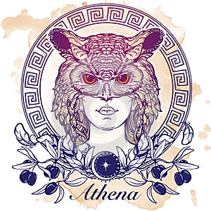 Athena sketch isolated on grunge background photo