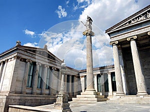 Athena statue and the Academy of Athens, Greece