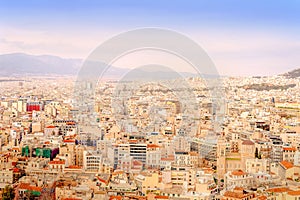 Athenes panorama, view from the acropolis, tourist place. Greece. Europe