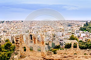 Athenes panorama, view from the acropolis, tourist place. Greece. Europe