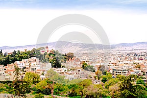 Athenes panorama, view from the acropolis, tourist place. Greece. Europe