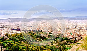 Athenes panorama, view from the acropolis, tourist place. Greece. Europe