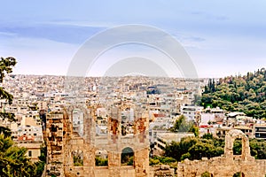 Athenes panorama, view from the acropolis, tourist place. Greece. Europe