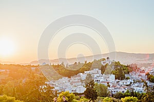 Athenes panorama, view from the acropolis, tourist place. Greece. Europe