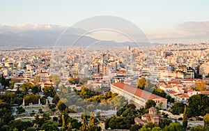 Athenes panorama, view from the acropolis, tourist place. Greece. Europe