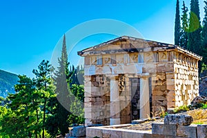 Athenian treasury at the ancient delphi site in Greece