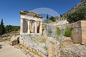 The Athenian Treasury at Delphi, Greece.