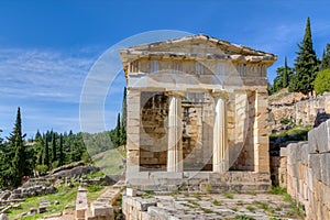 Athenian treasury, Delphi, Greece photo