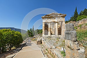 The Athenian Treasury at Delphi, Greece.