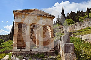Athenian Treasury in Apollo Temple Delphi photo