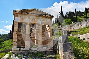 Athenian Treasury in Apollo Temple , Delphi , Greece photo