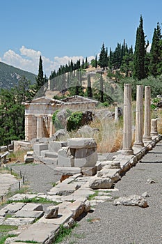 Athenian Treasury and the Stoa of the Athenians in Delphi, Greece