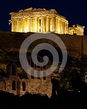 Athens Acropolis Parthenon night view