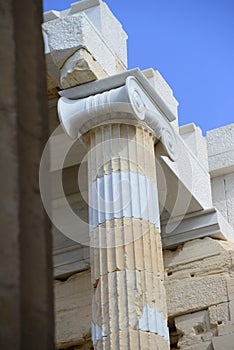 Athens acropolis white marble column detail