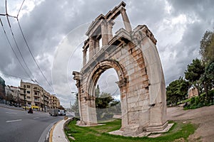 Athens, Attica - Greece. The Arch of Hadrian, most commonly known in Greek as Hadrian`s Gate