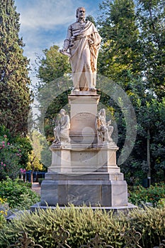 Athens, Attica, Greece. Marble statue of Ioannis Varvakis. It is located at the Garden of Zappeion