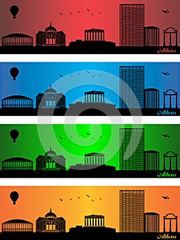 Athens city in a four different colors