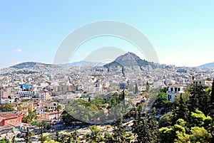 Athens city and Lycabettus Mount, Greece