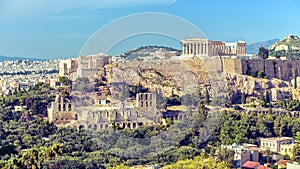 Athens cityscape, Greece. Acropolis with famous Parthenon. It is top landmark of Athens