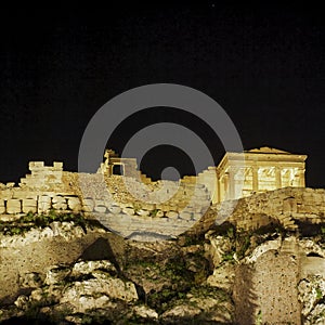 Athens Greece, Acropolis night view