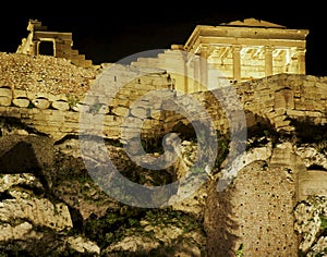 Athens Greece, Acropolis night view