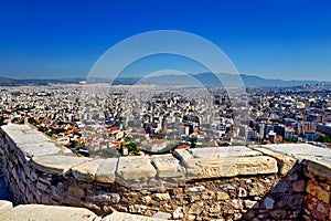 Athens Greece. From the Acropolis panoramic view over the city