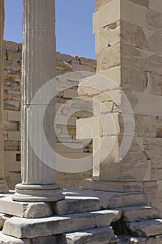 Architectural detail of the ruins of Erechtheion temple in Athens Acropolis