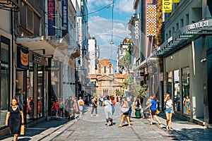 Ermou street shopping district in Athens, Greece