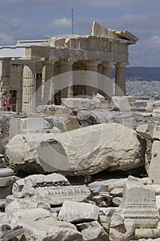 Propylaea ruins in Athens acropolys, Greece