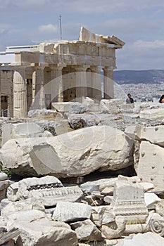 Propylaea ruins in Athens acropolys, Greece