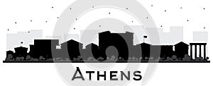 Athens Greece City Skyline Silhouette with Black Buildings Isolated on White