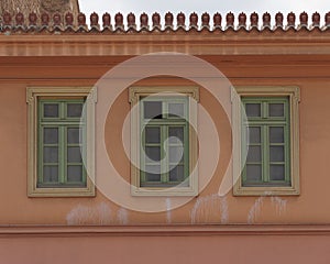 Athens Greece, house facade at Plaka