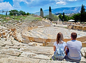 Theatre of Dionysus at Acropolis of Athens. Attica region, Greece.