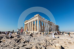 Athens, Greece - July 26, 2021: Panathenaic Stadium  or Kallimarmaro it is the only stadium in the world built entirely of marble