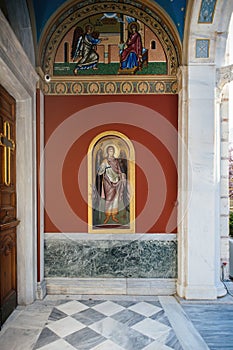 View on the outside facade of icon of Agia Paraskevi Church