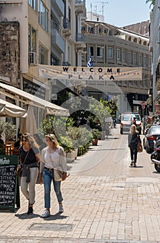 Ancient residential district of Plaka in Athens Greece