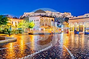 Athens, Greece - Monastiraki Square and Acropolis