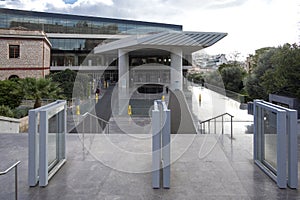 ATHENS, GREECE -October 16,2018:The new Acropolis museum opened to the public on June 21, 2009, exhibits the findings of the of