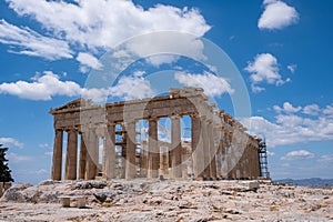 Athens, Greece. Parthenon temple on Acropolis hill, bright spring day