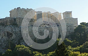 Athens, Greece, view of the Acropolis from the Areopagus (Mars Hill)