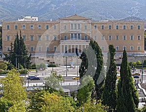 Athens, the Greek parliament on constitution square